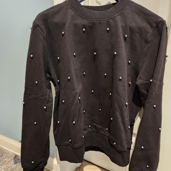 H&M Black Crewneck Sweater with Studded Embellishments - Picture 6 of 13
